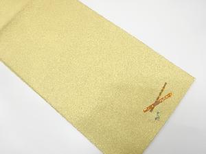 綴れ　横笛に花模様織り出し　袋帯